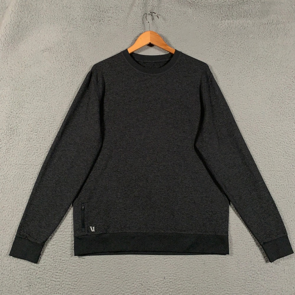 Vuori Ponto Performance Crew Sweatshirt Mens XL Gray Heathered Stash Pocket Soft